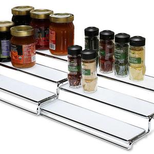Deco Brothers - DecoBros 3 Tier Expandable Cabinet Spice Rack Step Shelf Organizer (12.5~25 Inch), Chrome