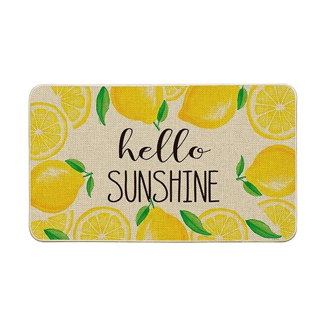 Artoid Mode Happy Sunshine Lemon Decorative Doormat, Seasonal Summer Holiday Low-Profile Floor Mat Switch Mat for Indoor Outdoor 17 x 29 Inch