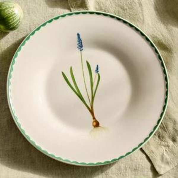 Spring Botanical Stoneware Plate - Blue Hyacinth