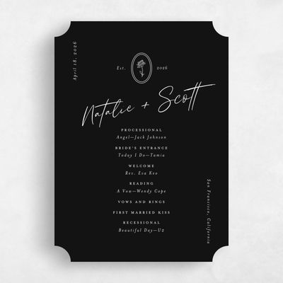 Black Ticket Wedding Program - Gemma