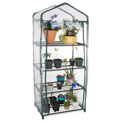 4 Tier Mini Greenhouse With Cover - 27.5"x 19" x 63" - Green - Pure Garden