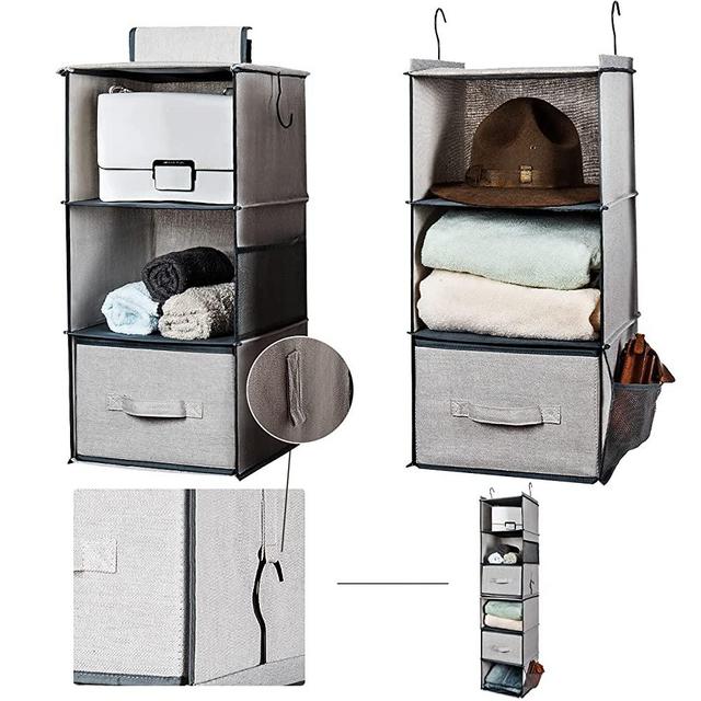 Ropesmart 6-Shelf Closet Hanging Organizer and Storage with 2 Drawers,Two 3-Shelf Separable Closet Hanging Shelves,Hanging Storage Organizer for Clothes,49.6" H×12" W×12''D