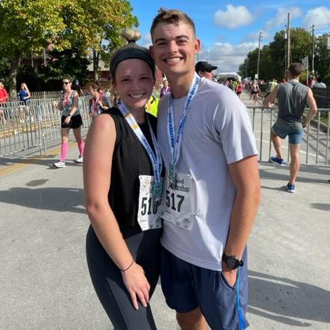 Completing our first half marathon together in Fall 2021!