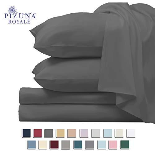 1000 Thread Count Sheet Set, 100% Long Staple Pure Cotton Frost Gray Queen Sheets, Luxurious Smooth Sateen Weave Breathable Sheets fit Upto 15 inch Deep Pockets (Frost Grey Queen 100% Cotton Sheets)