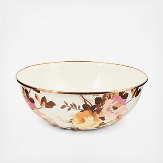 Wild Rose White Stainless Steel Extra Large Everyday Bowl