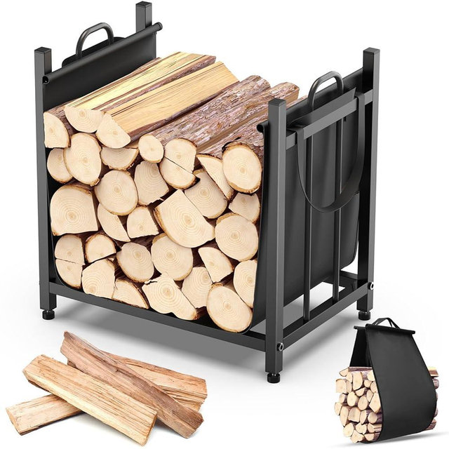 YENGOTH Firewood Rack, Firewood Holder With Carrier Bag, Firewood Storage Rack for Indoor Outdoor Log Organization and Storage