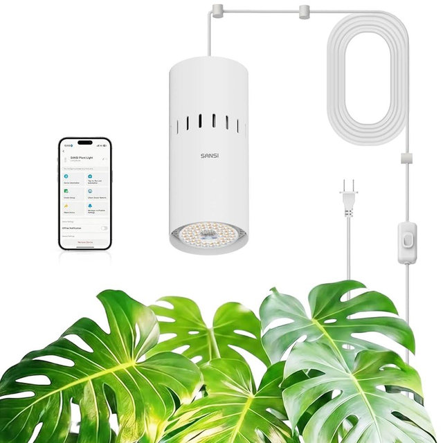 SANSI Hanging Grow Lights for Indoor Plants, 40W Smart Wi-Fi Pendant Plant Light Compatible with Alexa Google Home,Full Spectrum Dimmable LED Grow Light for Indoor Growing,16.4FT Power Cord
