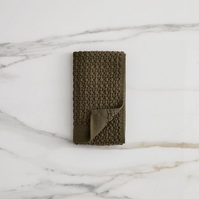Organic Plush Waffle Towel, Dark Olive, Hand Towel