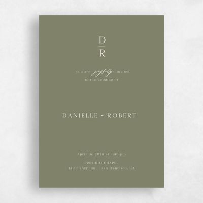 Green Elegant Wedding Invitation - Asher Classic