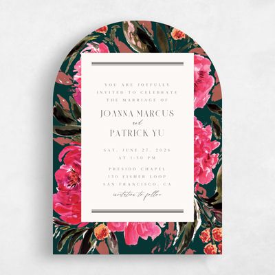 Green Arch Wedding Invitation - Waverly Portrait