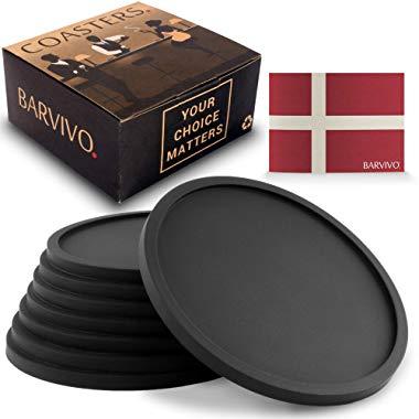 Barvivo Drink Coasters Set of 8 - Tabletop Protection for Any Table Type, Wood, Granite, Glass, Soapstone, Sandstone, Marble, Stone Tables - Perfect Soft Coaster Fits Any Size of Drinking Glasses.