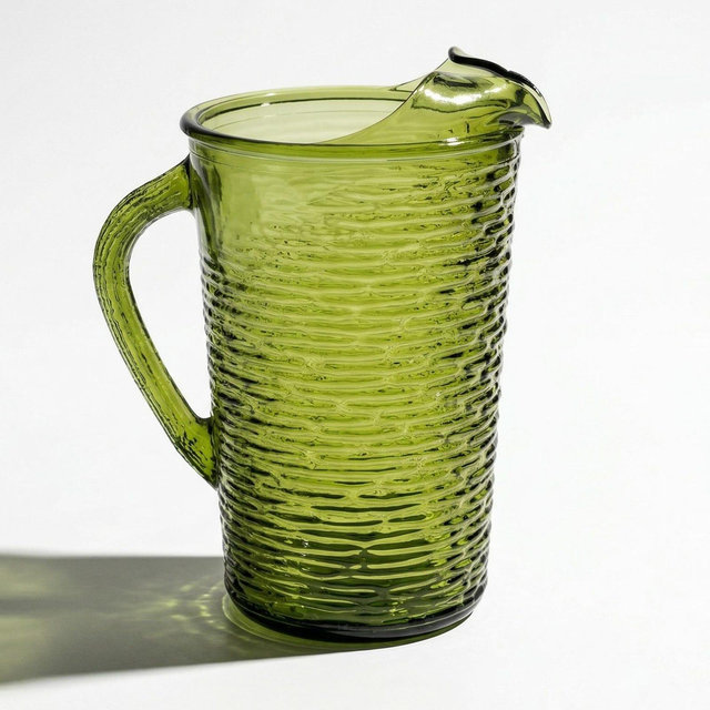 Mid Century Soreno Green Glass Pitcher by Anchor Hocking