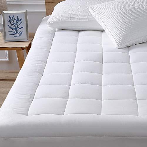 oaskys Cal King Mattress Pad Cover Cooling Mattress Topper Cotton Top Pillow Top with Down Alternative Fill (8-21”Fitted Deep Pocket California King Size)