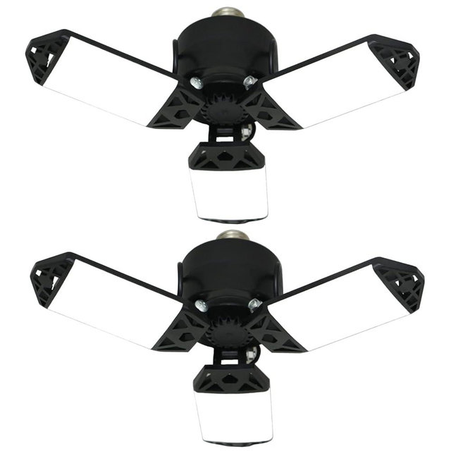 2Pack 80W LED Garage Light, 8000 Lumen Ceiling Lights with 3 Adjustable Panels, 6500K Daylight Light Bulb Fixture LED Lights for Garage, E26/E27 LED Shop Lights, Attic Workshop LED Bay Light