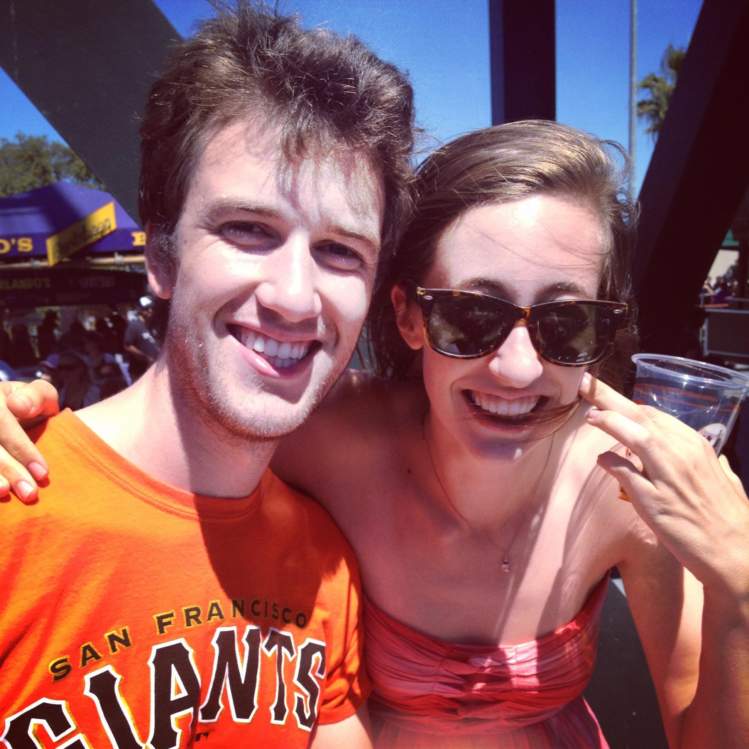One of our first times at an event as a couple, at the Giants game with Corey's coworkers at Carnegie.