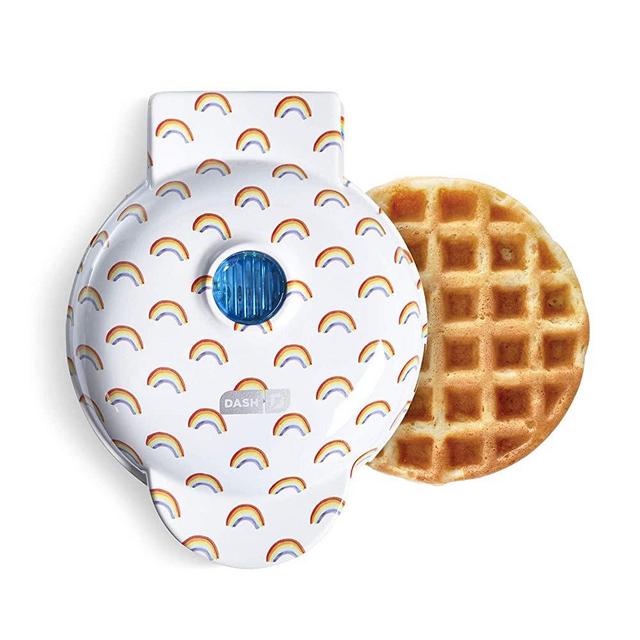 Dash DMW100RP Machine for Individual, Paninis, Hash Browns, & other Mini waffle maker, 4 inch, White Rainbow