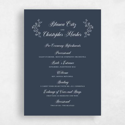 Grayed Navy, Blue Wedding Program - Estera