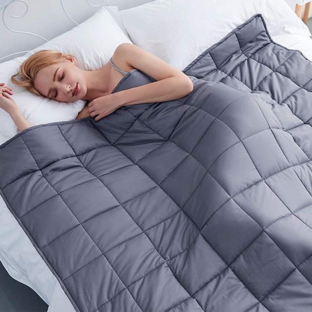 GSLE Weighted Blanket (Grey, 60"x80" Queen Size 20 lbs), Hypoallergenic Cozy Heavy Blanket - Say Goodbye to Restlessness, Usher in a Era of Peace and Fresh Sleep