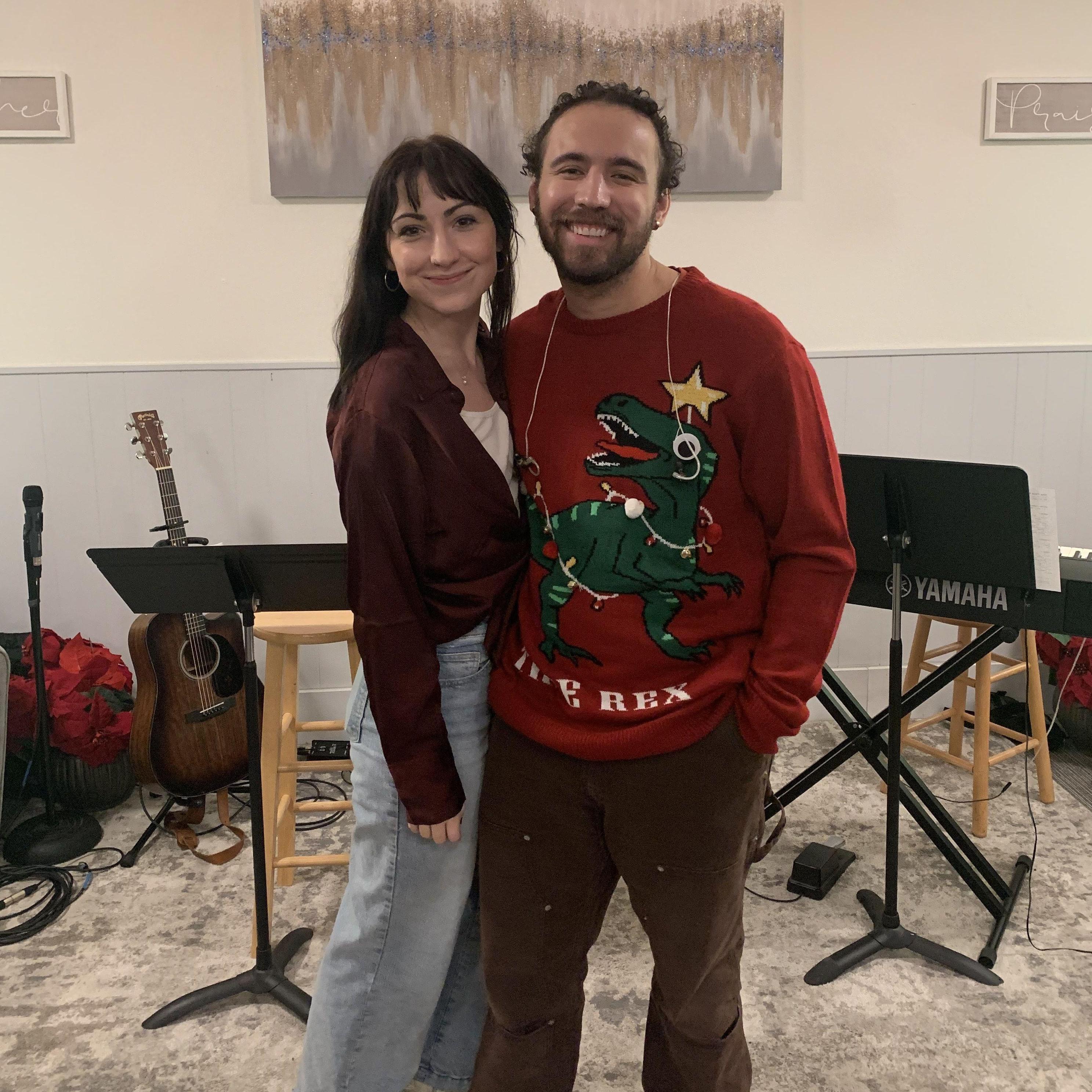 Our second Christmas together. Joash was a worship pastor at the time. Leading their Christmas service.