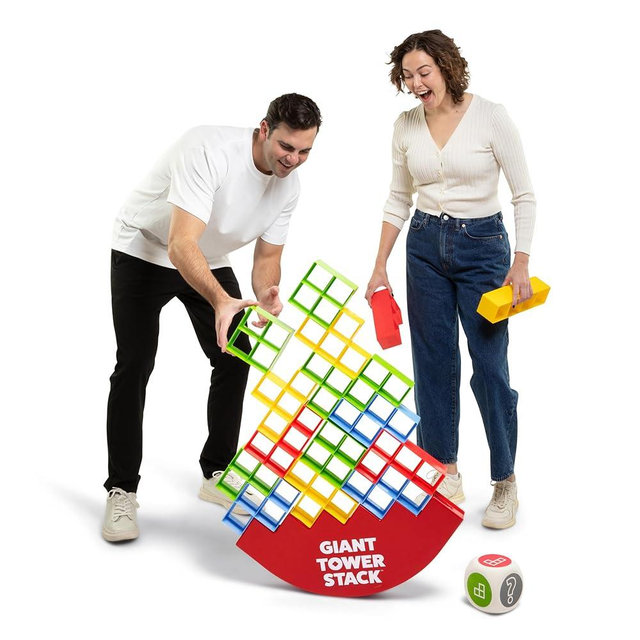 Giant Tower Stack by Relatable, The Jumbo Block Game Where You Balance Building Blocks - Ultimate Outdoor Games, Yard Games for Adults, & Family Games Challenge - Ages 8+