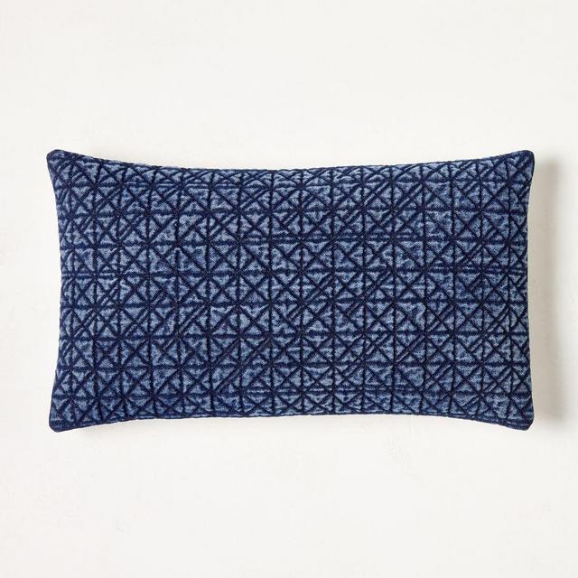 Lattice Tie Dye Pillow Cover, 12"x21", Indigo
