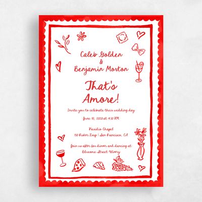 Tomato, Red Wedding Invitation - Amore Portrait