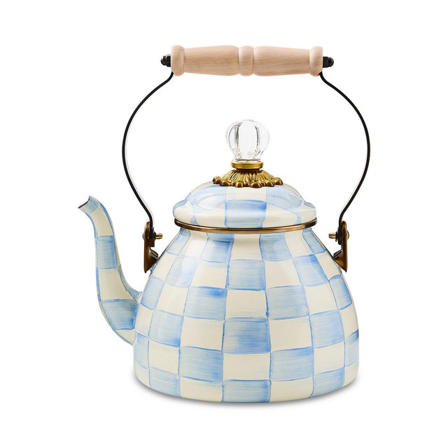 MacKenzie-Childs Sky Check 2 Quart Tea Kettle