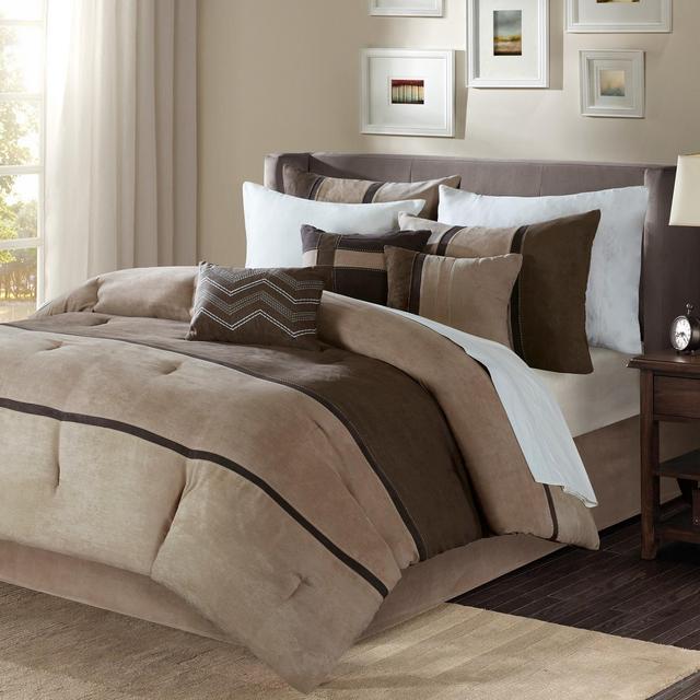 7pc King Overland Faux Suede Comforter Set - Brown