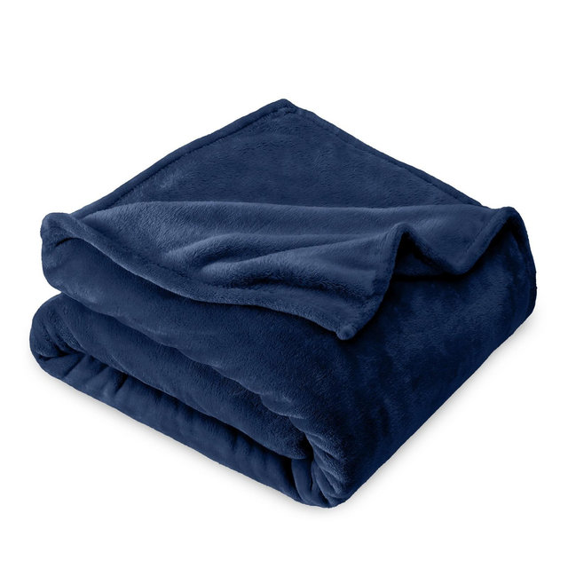 Dark Blue Microplush King Fleece Blanket by Bare Home