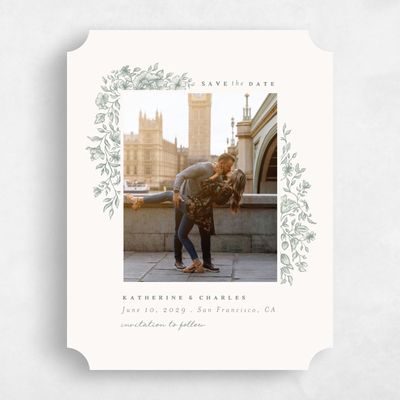 Green Ticket Wedding Save the Date - Sogno Photo