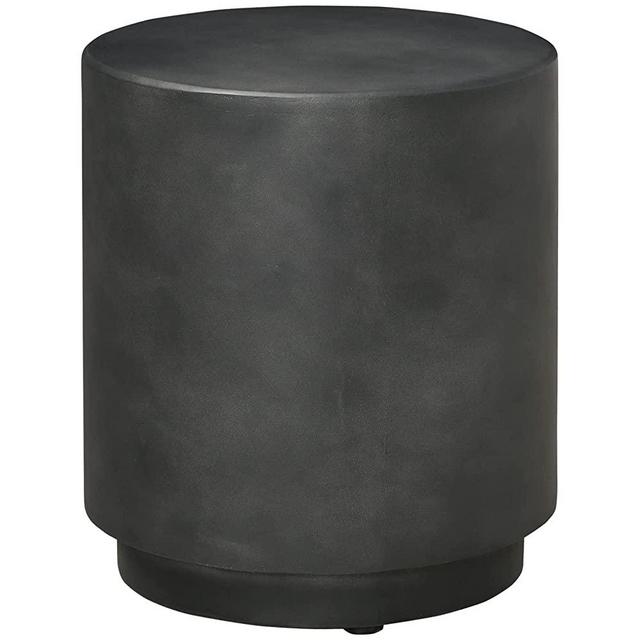 HOMCOM Lightweight Accent Table with Concrete Finish, Round Side Table with 4 Adjustable Feet for Indoor, Outdoor, Charcoal Grey