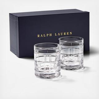 Hudson Plaid Double Old Fashioned Glass, Set of 2