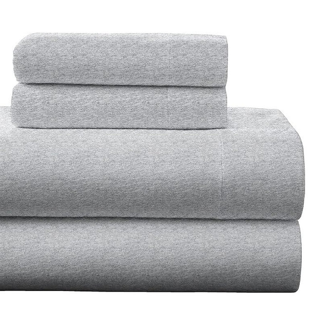 Pointehaven Flannel Deep Pocket Set with Oversized Flat Sheet, Queen, Heather Grey