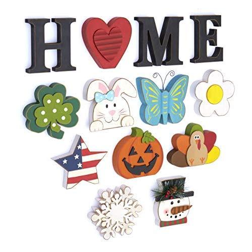 The Lakeside Collection 13-Pc. Wooden Decorative Home Signs with Letters, Pumpkin, Turkey and Snowflake