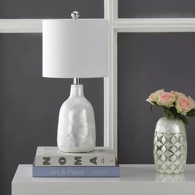 JONATHAN Y Lucille 21" Seashell LED Table Lamp in Pearl