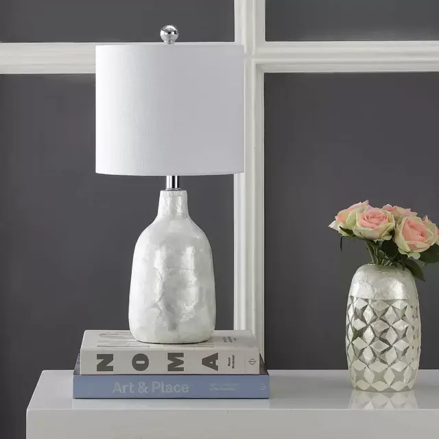 JONATHAN Y Lucille 21" Seashell LED Table Lamp in Pearl