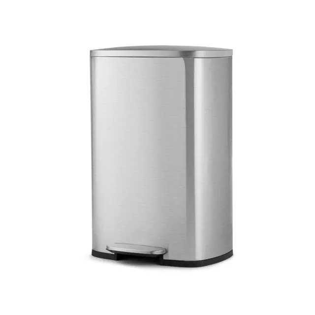 Costway 13.2 Gallon Stainless Steel Step Trash Can Garbage Can Airtight Silent Step Bin