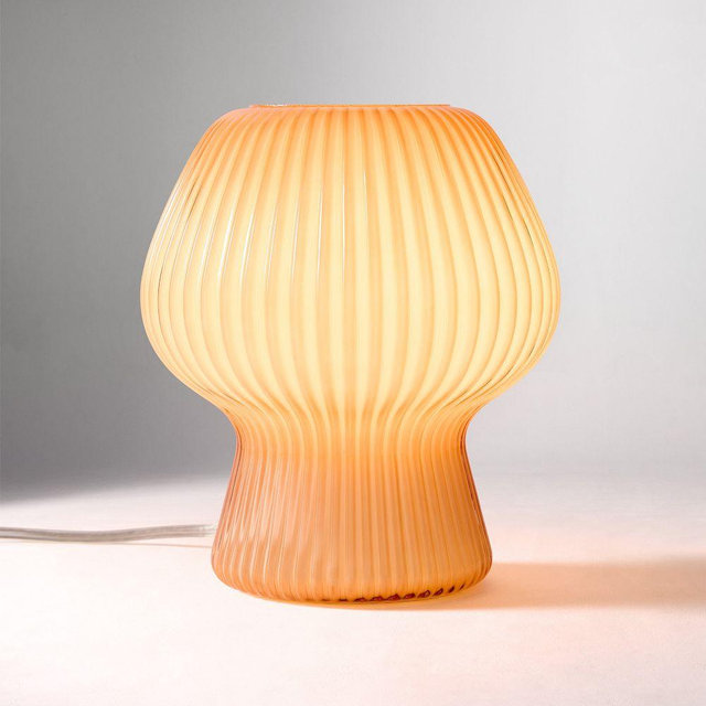 Ribbed Glass 9" Table Lamp, Amber