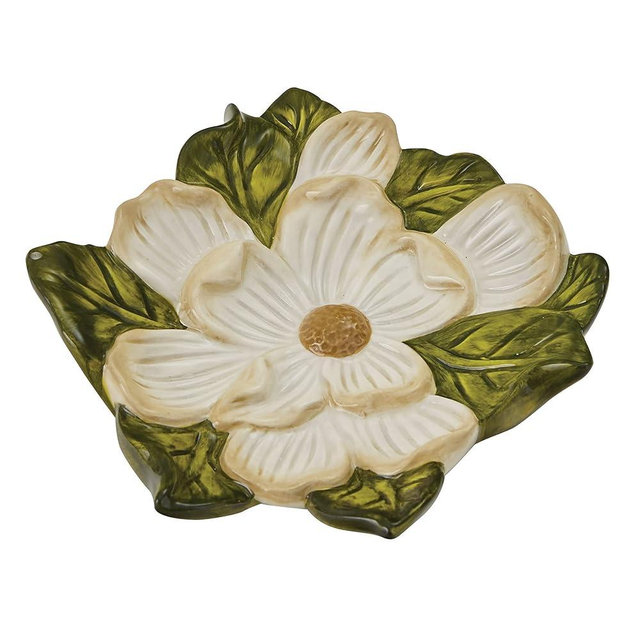 Park Designs Floral Wintertime Spoon Rest 6.5" Dia | Stoneware Utensil Holder for Holiday & Everyday Cooking | Winter Botanical Design | Functional Kitchen Counter Protection & Seasonal Decor Accent