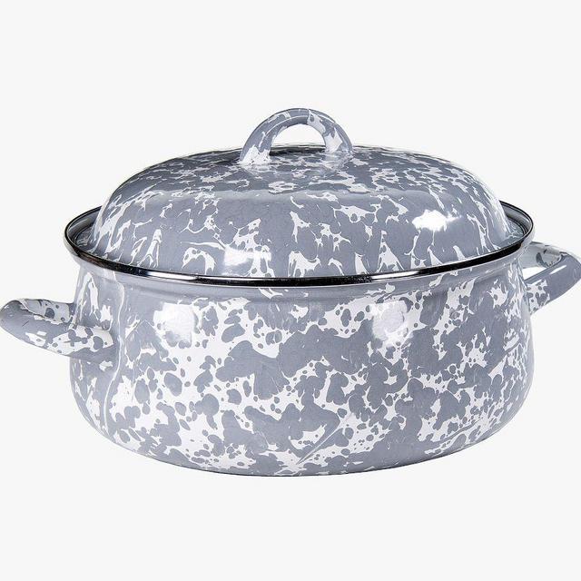 Golden Rabbit Swirl Enamel Dutch Oven - Gray
