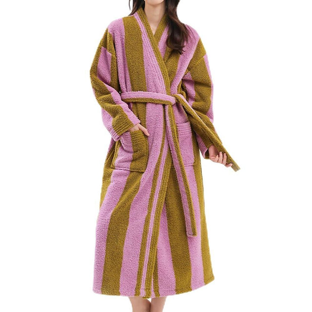 ZWVKLN Womens Plush Robes Long Soft Fluffy Bathrobe Bathrobe With Pocket Belt Warm Robes