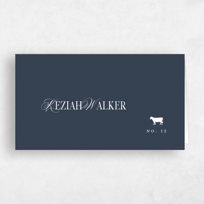 Grayed Navy, Blue Wedding Place Card - Jalen Beef