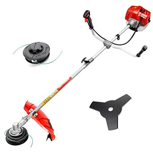 51.7CC Grass String Trimmers Gas Straight Shaft Brush Cutter Gasoline Powered Grass Weed Trimmer Straight Shaft Gas Weeder Eater Cutter（Red）