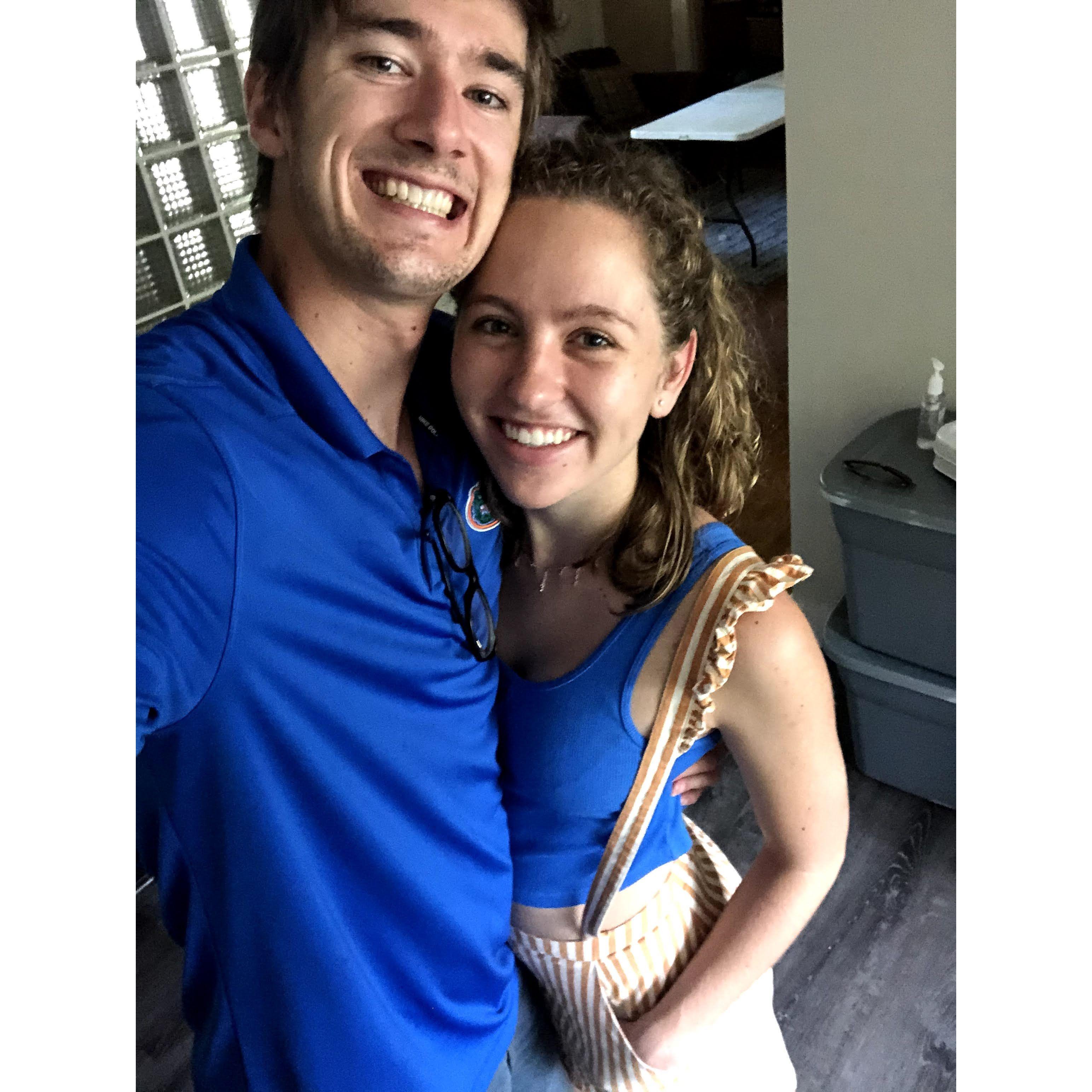 One of the earliest photos we could find of us together at a tailgate in the fall of '19. Go gators!