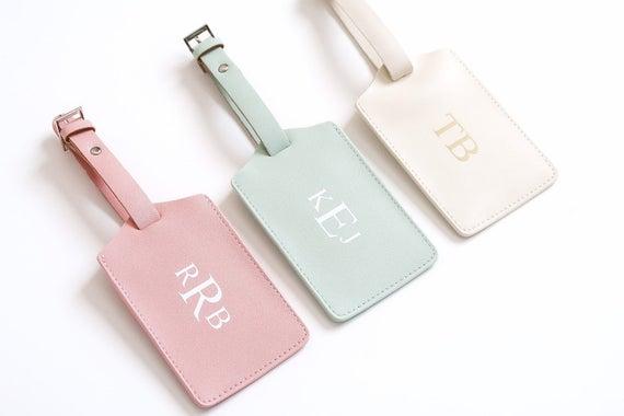 Monogrammed Luggage Tags: White