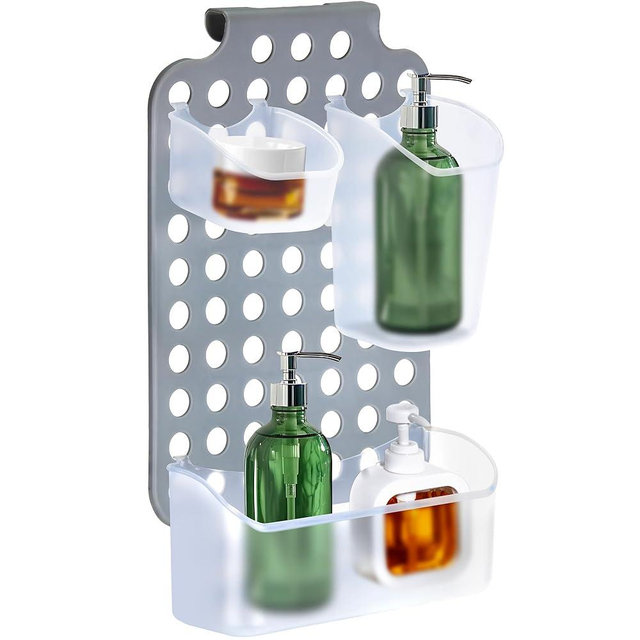DecorRack Adjustable Hanging Storage, 3 Bins Over Shower Door Organizer, Bathroom Storage With Removable Baskets For Space Saving, BPA Free