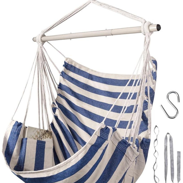 Lulladle Hammock Chair Hanging Rope Swing - Hammock Chair Bedrooms - Swing Chair Indoor - Hanging Chair Outdoor - Max Weight 500 Lbs