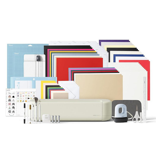 Cricut Explore® 5 Ultimate Bundle + Digital Content, Taupe - Precise Cutting Machine - Works with 100+ Materials - Sleek, Simplified Design - Includes Supplies for 135 Projects + Bonus Digital Content