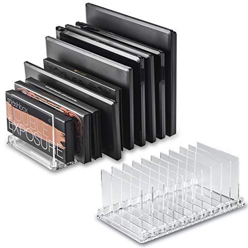 byAlegory Acrylic Makeup Palette Organizer With Removable Dividers | 10 Space Storage Fits All Palette Sizes (CLEAR)