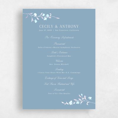 Dusty Blue Wedding Program - Bianca